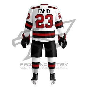 Vente en gros de kit d'uniforme de hockey sur glace Service OEM Logo d'équipe personnalisé Vêtements de sport en tissu respirant à séchage rapide - Product Image 5