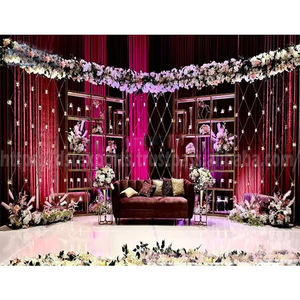 Fusion mariage décor métal toile de fond cadres DST exportations traditionnel moderne léger doré mariage arc bougie mur UK - Product Image 1