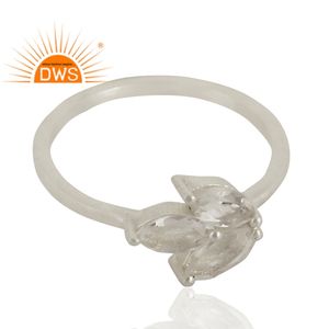 Dernières tendances Bague empilable en argent sterling fin cristal naturel quartz avec pierres précieuses Fabricant de bijoux personnalisé - Product Image 2