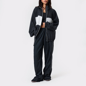 Vente chaude femmes survêtement 100% Nylon Logo personnalisé OEM Jogging ensemble veste zippée avec pantalon vêtements de Fitness pour les femmes - Product Image 6