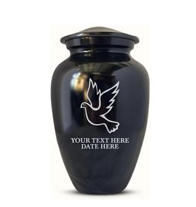 โกศโลหะแบบกำหนดเองสำหรับผู้ใหญ่โกศอะลูมิเนียมฝังพร้อมชื่อวันที่กำหนดเองสีดำสำหรับผู้ชายผู้หญิง - Product Image 2