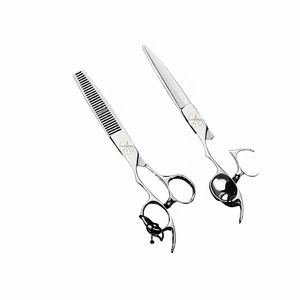 Japanese 440C Stainless Steel Left Handed <b>Scissors</b> Set Ergonomic Handle Straight <b>Thinning</b> Shears Professional Salon <b>Hair</b> Styling - Product Image 6