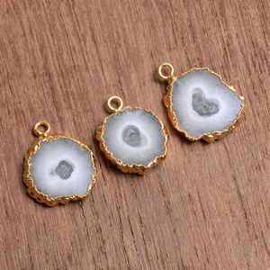 Solar Quartz Slice Pendant Electroplated Gemstone Necklace Handmade <b>Jewelry</b> <b>Healing</b> Stone Charm for Women and Men - Product Image 5