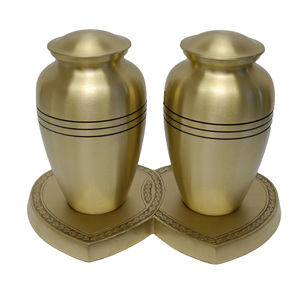 Recién llegado, urna de Metal duradero dorado, almacenamiento de cenizas de compañero más vendido para parejas, ataúd funerario para cremación - Product Image 1