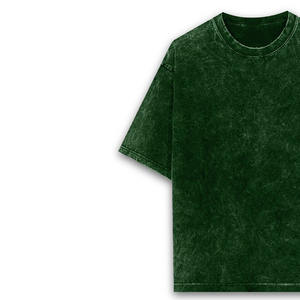 T-shirt vintage délavé coupe courte et carrée 275 GSM, impression DTG, épaules tombantes oversize, vierge, 100% coton, vert de luxe - Product Image 2