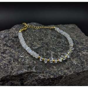 Rainbow Moonstone & Herkimer Diamond Crystal <b>Bracelet</b> Elegant & Luxurious <b>Bangle</b> - Product Image 3