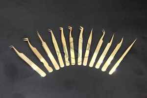 คีมหนีบขนตาปลอมสแตนเลสแบบญี่ปุ่น24K ด้ามเพชรคีมหนีบขนตาปลอม - Product Image 4