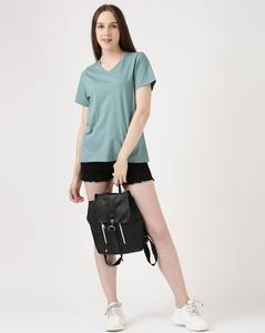 Camiseta de verano personalizada de alta calidad con cuello en V para mujer 100% seda algodón Spandex Casual manga corta suelta Slim Fit ecológico para - Product Image 5