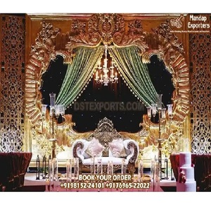 กรอบฉากหลังสีทองล่าสุดสำหรับนักออกแบบเวทีแต่งงานแผงฉากหลังงานแต่งงานสไตล์ดั้งเดิม - Product Image 1