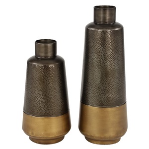 <b>Set</b> of 2 Large Size Modern Aluminum Flower <b>Vases</b> Hammered Brass Gold Metal <b>Vases</b> for Home & Wedding Decor Made of Iron - Product Image 2