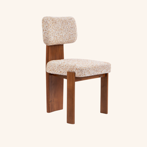 Chaise de salle à manger moderne en teck massif, rembourrée en tissu, style minimaliste, pour restaurant et maison - Product Image 1