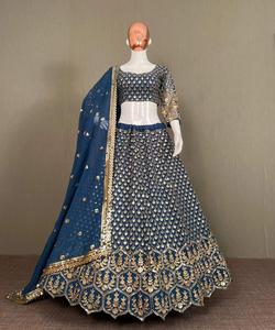 Alphanumero señoras bordado piedra trabajo Choli blusa Dupatta Lehenga boda desgaste seda rayón étnico indio paquistaní ropa - Product Image 2