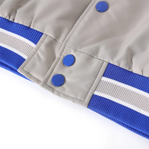 Veste bomber grise Zeta Phi Beta, bleu royal, blanc, streetwear grec, broderie personnalisée sur le devant, veste universitaire imperméable de qualité supérieure - Product Image 4