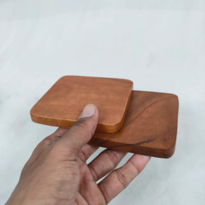 Sous-verres en bois carrés bon marché en gros, sous-verres à thé en bois d'acacia faits à la main, sous-verres à bière en provenance d'Inde, en vente en gros - Product Image 1