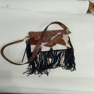 Handmade Genuine Leather Hair Hide Fringe Crossbody Bag Western Boho Messenger <b>Handbag</b> Women Eco Friendly Durable Single Strap - Product Image 2