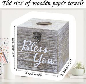 Lot de 4 couvercles en bois pour papier hygiénique, couvercle carré, porte-papier hygiénique, dimensions intérieures 4.57x4.57x4.96 pouces - Product Image 2