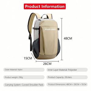 Sac à dos léger et imperméable en nylon tendance pour la randonnée, le cyclisme, les sports, les voyages, le rangement d'équipements de sport en plein air, avec fermeture éclair - Product Image 2