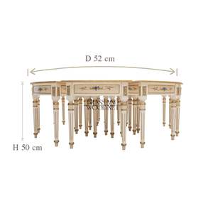 Juego de Mesa de Centro de Lujo de 9 Piezas con Arte Floral Pintado a Mano y Acabado en Laca Crema Dorada para Salas de Estar Elegantes - Product Image 2