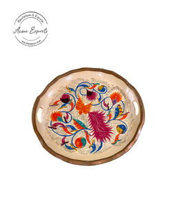 ถาดไม้เสิร์ฟทำด้วยมือพร้อมที่จับโลหะจานใส่อาหารและเครื่องดื่มแบบชนบทสำหรับใช้ในบ้านและห้องครัว - Product Image 4