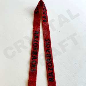 Customizable White Gold Seed Bead Bag Straps 'Hook Em Horns' Fashion Accessory-Beaded Purse Strap With <b>Eye</b>-catching Fluo Design - Product Image 3