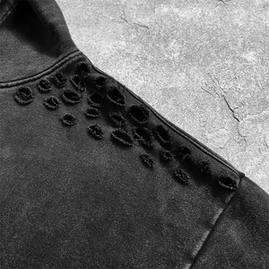 Conjunto de chándal de dos piezas de peso pesado personalizado para hombre, pantalones de chándal bordados desgastados y Sudadera con capucha con lavado ácido, conjuntos de chándal - Product Image 4