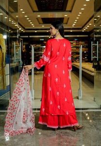 Traditional Indian/Pakistani Style Rayon Salwar Kameez Knee-Length O-Neck <b>Sequined</b> Decoration Ready-Made Fully Stitched Dresses - Product Image 5