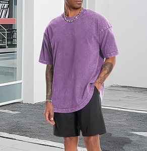 Personalizado de color púrpura de cuello redondo de alta calidad de verano Streetwear transpirable de gran tamaño Camiseta holgada en blanco Camisetas cuello redondo - Product Image 6