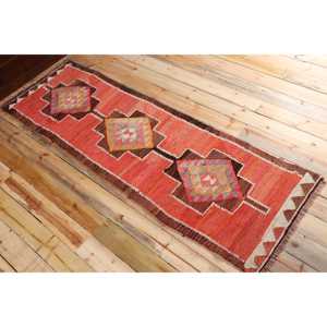 2.6x8.3 ft Turkish Rug, Vintage <b>Runner</b> Rug, <b>Red</b> Brown Solid Rug - Product Image 4