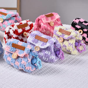Crochet Checkerboard Plaid Rectangular Coin <b>Purse</b> Earphone Cover Dopamine-inspired Universal Storage Bag Gift - Product Image 3
