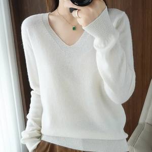 เสื้อสเวตเตอร์ถักผ้าฝ้ายออร์แกนิกสำหรับผู้หญิงดีไซน์เรียบๆแนวสตรีท100% - Product Image 1