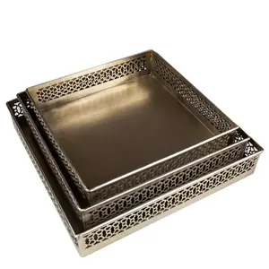 <b>Eating</b> Utensils/metal Utensils/home Utensils Gold Luxury Metal Mirror <b>Tray</b> Decorative for Hotel Restaurant and Wedding Decor - Product Image 1