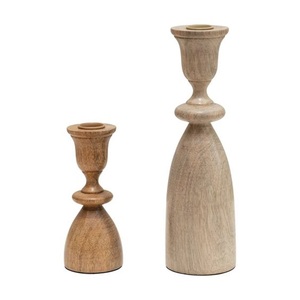 Lot de 3 bougeoirs en bois d'acacia naturel couleur bois bougeoir en bois poli fait à la main ou bougeoir - Product Image 6