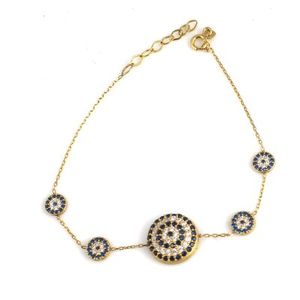 สร้อยข้อมือเงินแท้ 925 ลายตาปีศาจ หลายขนาด สีเหลือง ของขวัญสุดเพอร์เฟกต์ - Product Image 1
