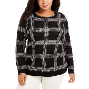 Maglione a quadri metallizzato da donna Charter Club, taglia extra large, nero - Product Image 1