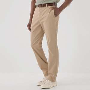 Pantalones de Sarga Suave de Corte Recto para Hombre de Alta Calidad, Cintura Plana con Ribete - Product Image 1