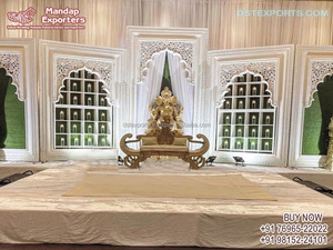 Decoración de Escenario de Boda Impresionante, Diseño de Fibra para Mega Eventos, Decoración de Escenario de Boda Malaya, Tema Grand Rajwada, Escenario de Boda de Fibra en EE. UU. - Product Image 3