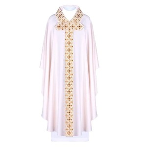 2025 Color personalizado Unisex Iglesia católica capa sacerdote celebrante casulla bata elegante Misa vestimentas ropa personalizada - Product Image 4
