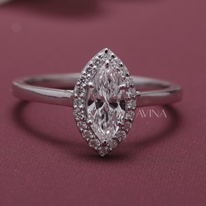 IGI Certified Marquise Cut Diamond Halo Engagement - Wedding <b>Ring</b> in 18K Yellow / Rose & White Gold - Product Image 1