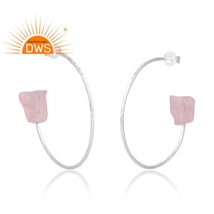 Conception chaude 925 argent Sterling naturel Rose Quartz pierres précieuses boucle d'oreille bijoux personnalisés pour les femmes cadeau pour elle - Product Image 3