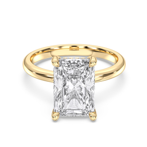 Juego de puntas de diamante cultivadas en laboratorio de 5,17 quilates de corte radiante y redondo de quilates, anillo de compromiso solitario chapado en oro para mujer - Product Image 1
