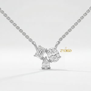 Collar con Colgante de Diamantes Cultivados en Laboratorio de Varias Formas, Plata de Ley 925, Chapado en Oro, Collar de Diamantes de Diseño para Mujer, Lujoso - Product Image 5