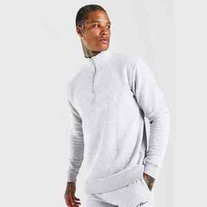 Sweat-shirt à capuche et à col zippé en molleton épais imprimé solide et écologique pour hommes, deux pièces avec logo personnalisé - Product Image 6