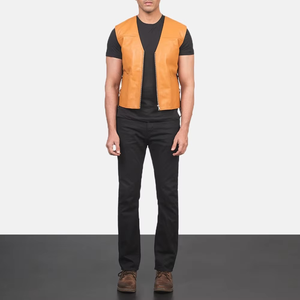 Chaleco de cuero para hombre de motorista de alta calidad, moda personalizada, elegante, talla grande, Chaleco de cuero sin mangas a la moda para hombre - Product Image 2