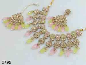 Indian Traditional Drop & Stone Flower Stylish Gold Plated and With Matching Earring and Maagtika Necklace Set for Women - Product Image 6