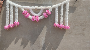 Jasmine Rose Toran Flower Bandarwal Wall Hanging Home Decor Door Valance Diwali Festival Decoration Wedding Housewarming Gift - Product Image 2