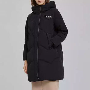 Custom Women's Spring Casual Windproof Breathable <b>Quilted</b> Puffer Jacket Hooded Zipper Fashionable Pig Skin Leather Coat Logo - Product Image 4