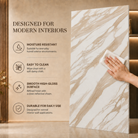 Panneau mural décoratif en PVC Morlenx Beige Marble UV, plaque brillante pour la décoration de la maison et des hôtels