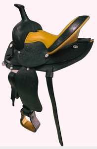 Selle Western Pony avec siège Cow Softy confortable, arbre en fibre de verre solide et options de couleur de siège jaune 11 "12" 13 "15" 16 "17" - Product Image 2