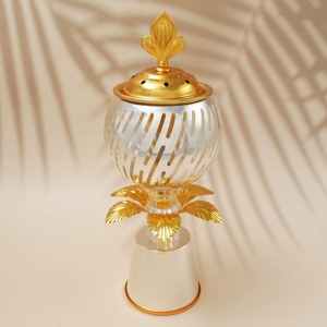Brûleur d'encens rond en or écologique de qualité supérieure pour la décoration de la maison et des hôtels, Bakhoor arabe - Product Image 3