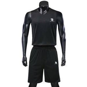 Ensemble de maillots d'uniformes de basket-ball à sublimation personnalisée entraînement de football uniforme sans manches couleur unie hauts de basket-ball unisexe - Product Image 6